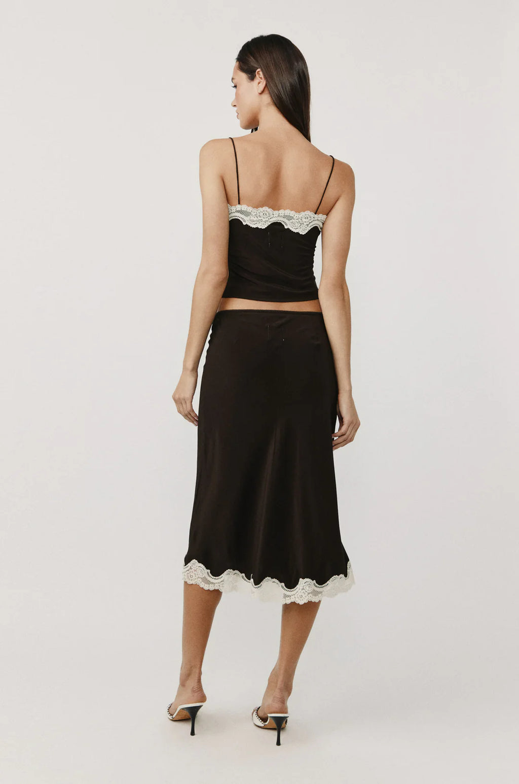 Cocoa Lace Whisper Midi Skirt