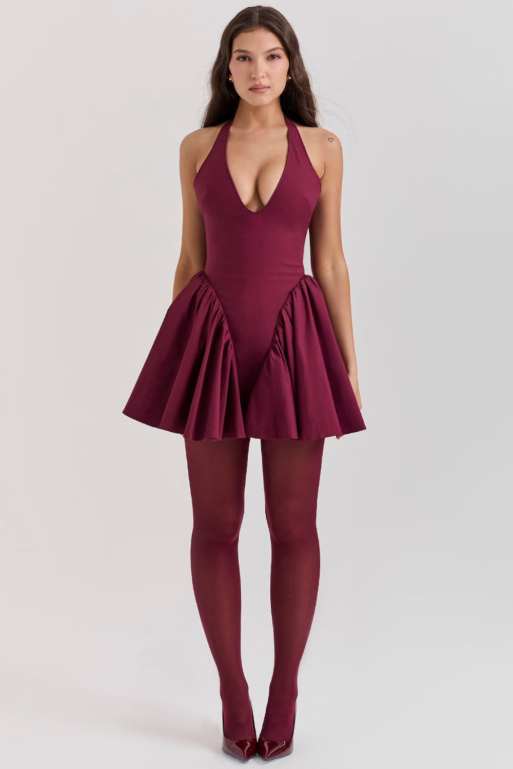 Crimson Muse Halter Mini Dress