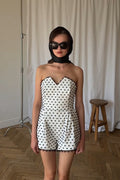 Polka Dot Sweetheart Neck Romper