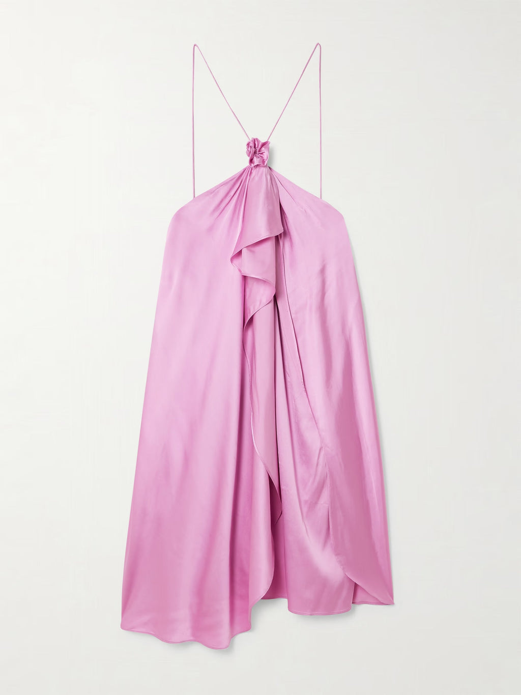 Pink Satin Halter Mini Dress for Women